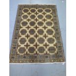 A hand knotted woollen Turkman rug, 1.85m x 1.30m, in good condition
