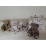 Three unboxed Steiff teddy bears, Mother, Father and Grandma 27 and a boxed Grandpa