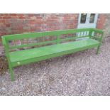 A 19th century Continental pine bench 3m long x 52cm deep x 93cm high