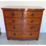 A Victorian bowfronted mahogany five drawer chest, 114cm tall x 121cm x 52cm, in polished condition