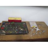 7 Dinky aeroplanes, one boxed, and a collection of lead figures etc, and a box for a Britains
