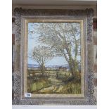 John Sutton, oil on canvas Autumn Shadows, Shoreham in a gilt frame, frame size 53cm x 43cm