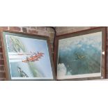 Two Gerald Coulson prints, The Red Arrows, and Evening Flight, both signed by the artist, 77cm x