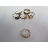 Five 9ct gold rings approx 11.6 grams and a 14ct ring approx 1.7 grams