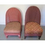 Two Lloyd Loom chairs with upholstered seats, 83cm and 77cm tall