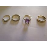 Four 9ct yellow gold rings, sizes M, Q, S and U, approx 10.5 grams, all generally good