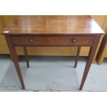 A 19th century mahogany sidetable with a drawer on square tapering legs, in good condition, 77cm
