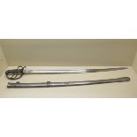 A Victorian Officer's sword by Henry Wilkinson London, 89.5cm blade with fish skin wired grip and