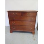 A 1900s mahogany 5 drawer chest on bracket feet removed from a Cambridge College, 97cm tall x