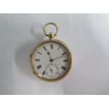 An 18ct yellow gold keywind pocket watch by A H Gowler Kilburn London, 5cm case, total weight approx