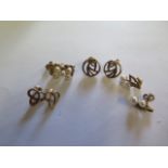 Four pairs of 9ct yellow gold earrings, approx 7 grams