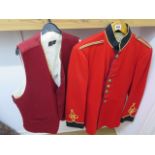 A Royal Engineers Bandsman jacket and trousers and two gents waistcoats