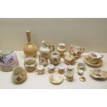 20 pieces of Worcester blush ivory ware, all generally good, some minor marks and a night stand with