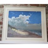 John Rohda, oil on board Norfolk beach scene, in a painted frame, frame size 73cm x 81cm