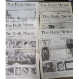 6 editions of The Daily Mirror covering the ill fated voyage and sinking of The Titanic, dating from