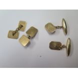 Two pairs of 9ct hallmarked cufflinks, total approx 8.6 grams, no engraving, some usage marks