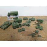 Dinky Toys; a boxed 10 ton Army truck 622 and 13 other military vehicles / guns