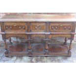 An 18th century style oak 3 drawer dresser with potboard base, 84cm tall x 151cm x 49cm