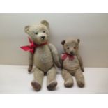 Two vintage teddy bears, tallest 50cm, both with wear and some repairs (much loved)