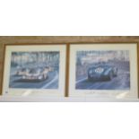 Two Gerald Coulson Racing prints, Le Mans 1988 and Le Mans 1953, both signed by the artist and
