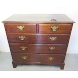 A 19th century oak five drawer chest on bracket feet, 99cm tall x 103cm x 49cm