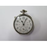 An interesting Longines 24 hour dial pocket watch with an applied enamel Maltese cross and skull and