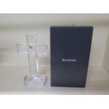 A boxed Waterford lead crystal standing cross, 23cm tall, in good condition