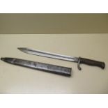 A German Waffenfabrik Mauser A G Oberndorf bayonet and scabbard, blade length 36.5 cm, some