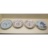 Four 19th century Chinese plates approx 21cm and 23cm diameter, all have cracks, one with chips to