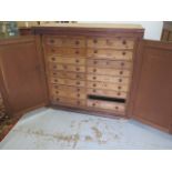 A pine and mahogany collectors / specimen chest with 17 internal drawers (missing one), enclosed