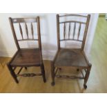 Two 19th century ash and elm Worcestershire Shropshire county chairs, 88cm tall