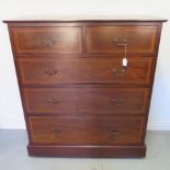 A circa 1900's mahogany ebony strung satinwood crossbanded chest of two over three graduated drawers