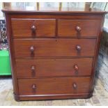 A Victorian mahogany chest of 2 over 3 graduated drawers lined with cedar and bun handles, in good