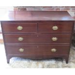 A Georgian mahogany chest of 2 over 2 drawers, the cockbeaded drawers with oak linings on swept