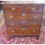 A 19th century and later oak five drawer chest on bracket feet, 108cm tall x 101cm x 48cm