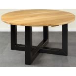 A new good quality solid oak and steel dining table, 76cm tall x 140cm diameter RRP £950