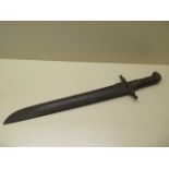 An antique short sword, blade length 45cm x 5.5cm wide, repair to grip and overall pitting