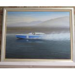 Gerald Coulson, British b.1926, oil on canvas Sir Malcolm Campbell's record breaking boat