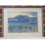 A mountain tarn by Kenneth G Cotman, dated 1988, after a watercolour by John Sell Cotman, frame size