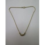 A hallmarked 9ct gold necklace 38cm long approx 6.9 grams, generally good