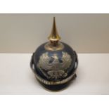 An 1895 Model Prussian Pickelhaube officers helmet slight damage to back and lining otherwise