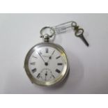A silver key wind pocket watch, 5cm case, dial signed Linford & Son Norwich, running, dial good