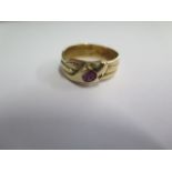 A yellow gold serpent ring, size S, approx 6.8 grams tests to approx 9ct, missing eye stones and top