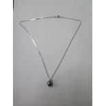 A diamond and black pearl pendant on an 18ct white gold 42cm necklace, pearl approx 10mm, diamond