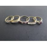 5 x 18ct gold rings ranging in size from I to Q, total weight approx 14.5 grams