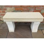 A natural limestone garden bench, handmade by a Cambridgeshire based stone carver with lozenge