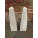 A pair of natural limestone obelisks, handmade in Clipsham limestone by a Cambridgeshire based stone