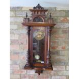 A walnut sprung driven wall clock, 96cm tall