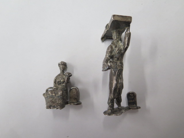 Three silver back dressing table pieces and two silver place / menu holders, tallest 7cm , approx - Image 2 of 4
