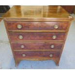 A mahogany 4 drawer chest on splayed bracket feet, 78cm tall x 68cm x 46cm